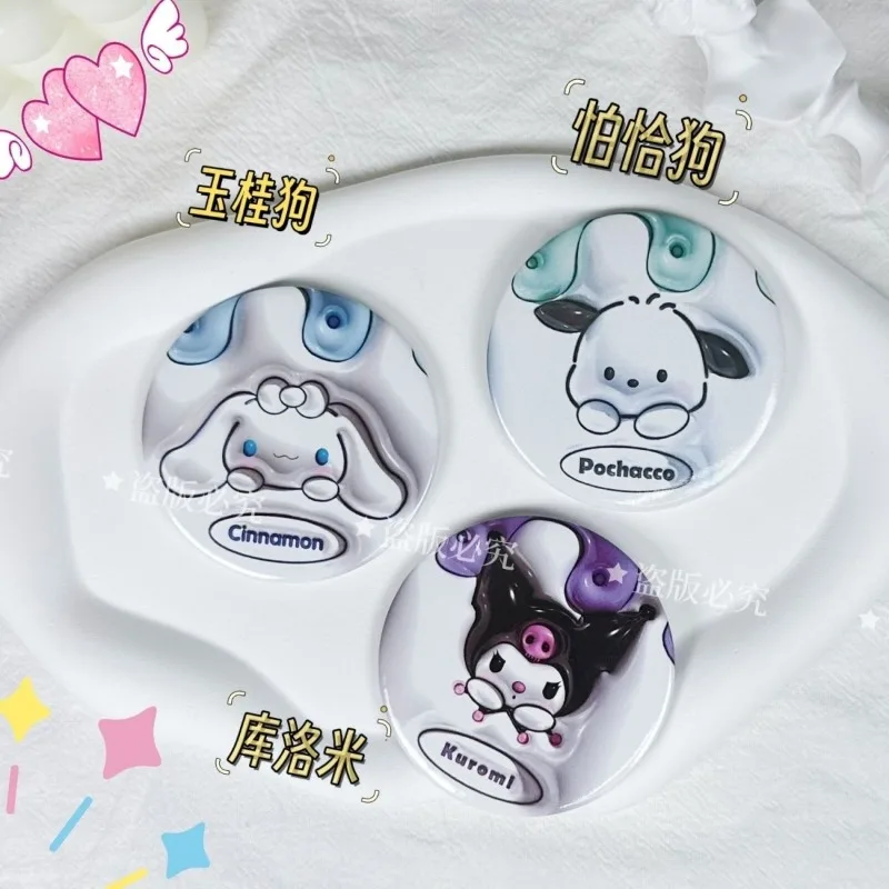 Miniso Sanrio kleinen runden Spiegel Schlüssel bund niedlichen tragbaren Spiegel Yuguigou Kuromi Student tragbare Cartoon Spiegel Lesezeichen Kind Geschenk