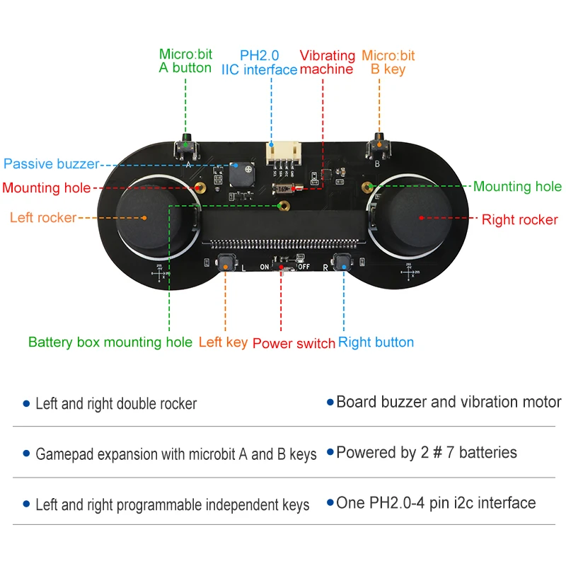 Emkaefun Basic Gamepad Microbit Joystick Handle With Button Rocker Can Control Micro:Bit Robot Car with Motor Buzzer for STEM