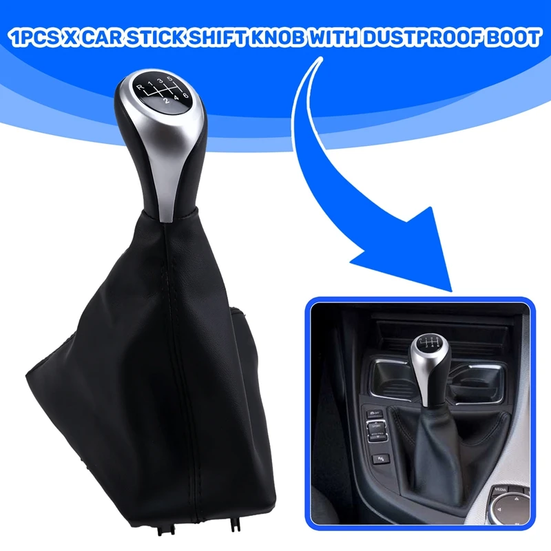 Car 6 Speed Manual Gear Lever Stick Shift Knob With PU Leather Dustproof Boot For BMW 1 3 Series F20 F21 F30 F31