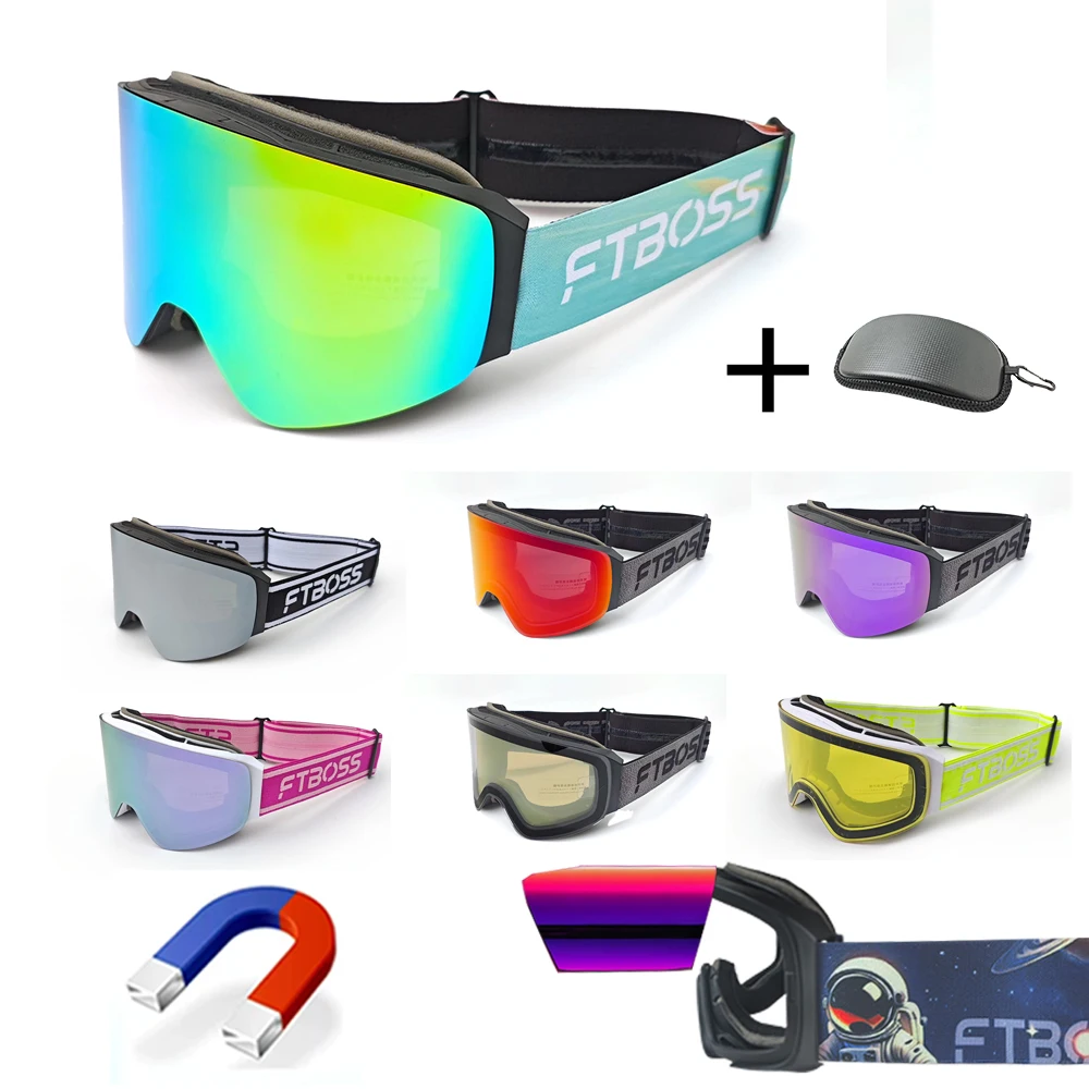 Ski Glasses Magnetic Glasses Flip Glasses Ski Glasses Case FTBOSS Winter Cycling Glasses Ski Goggles Outdoor Sport Goggles New