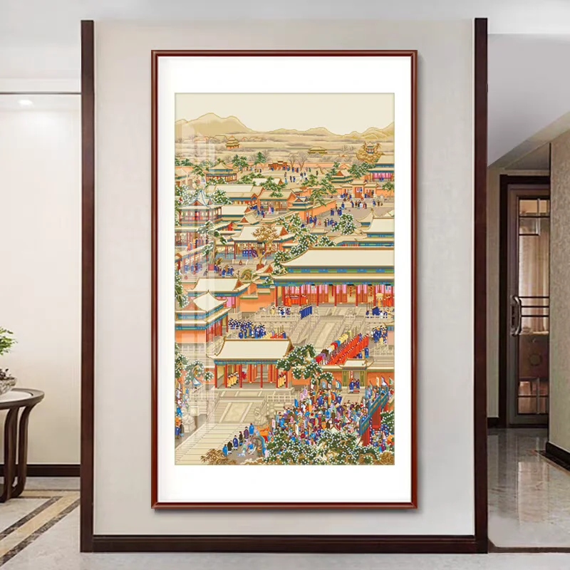 

New 2024 Vertical Handmade Cross Stitch Living Room Entrance High End Famous Painting Sle Cotton Fabric Cross Stitch Kit