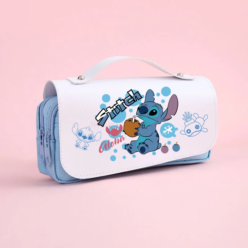 Disney Stitch Anime Series Cute Pencil Case Pencil Case Pencil Case Student Middle School Students Simple Large Space Cartoon