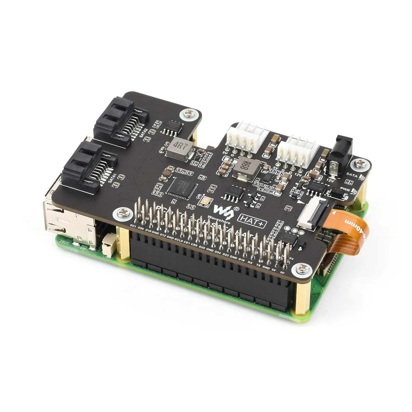 Woli Weixue Raspberry Pi 5 PCIe to 2way SATA expansion board Gen2 standard supports SATA hard disk protocol