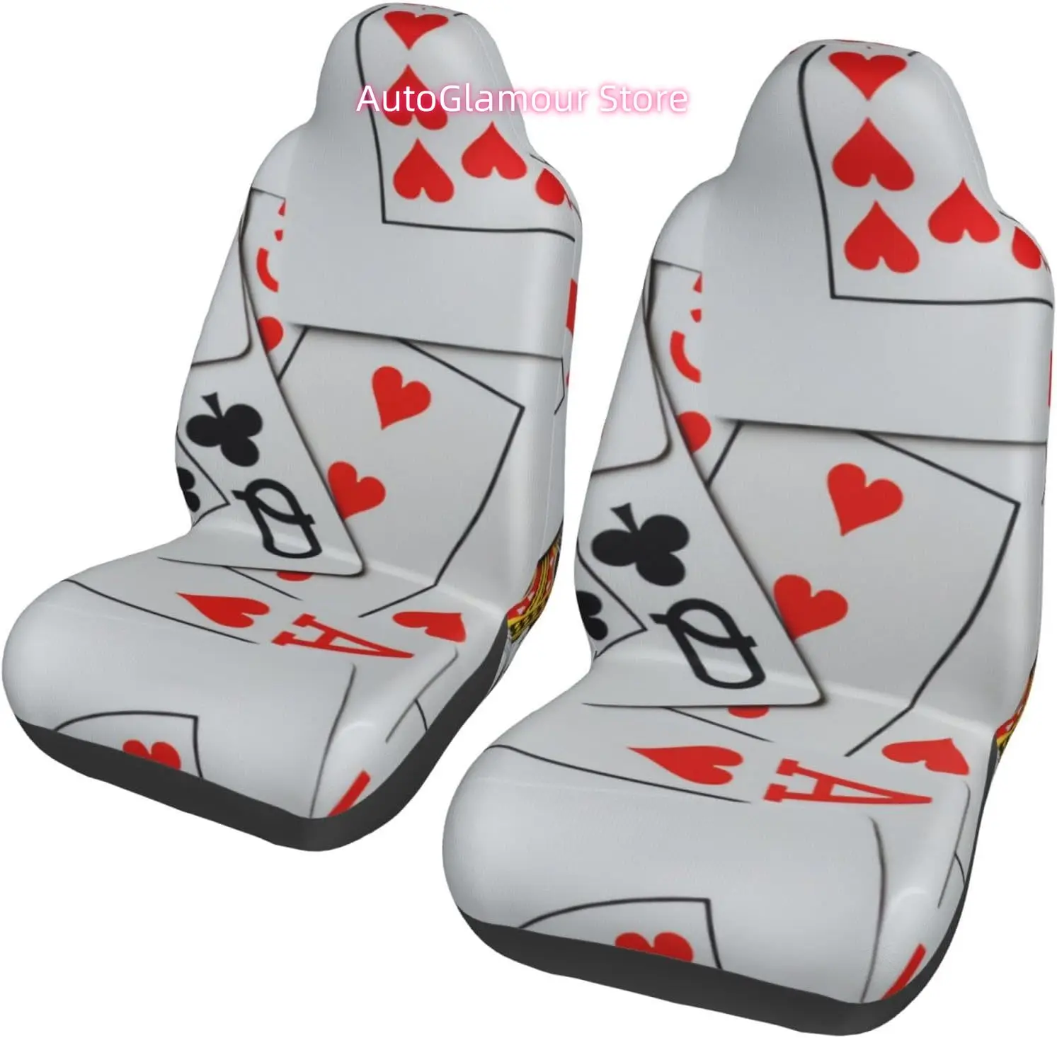 Deck of Scattered Playing Cards Fashionable and Durable Car Seat Covers in Two Sets, Protecting The Car Seats