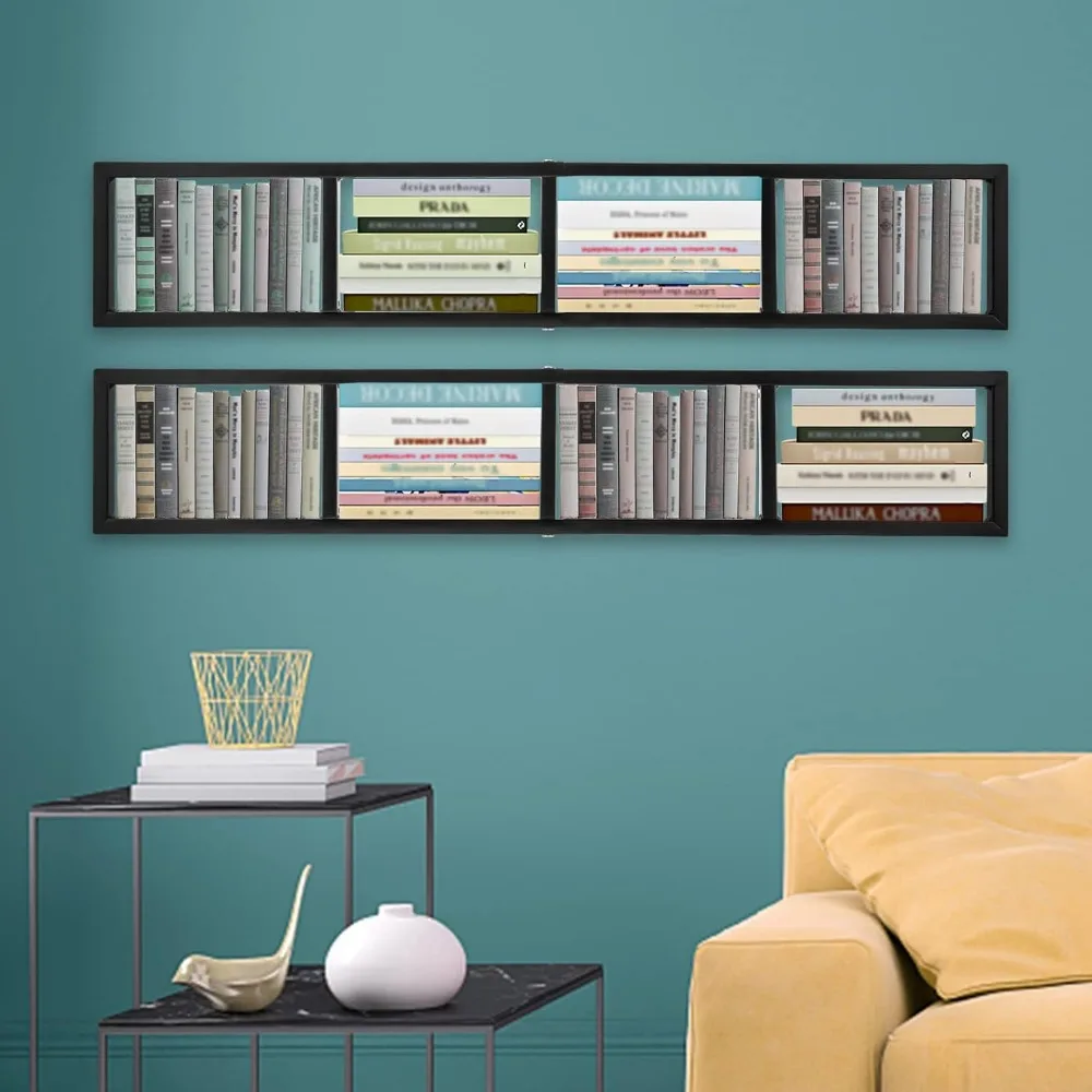 

2Pcs Black Floating Wall Shelves Wall Mount 34 Inch Video Games CD DVD Media Storage Rack Cube Storage Organizer for Wall