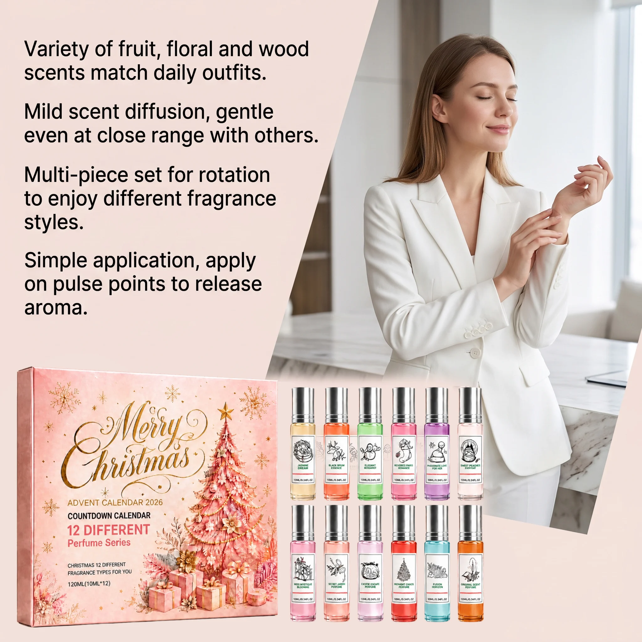 Christmas Colorful Countdown Perfume Gift Set12 Unique Fragrances Advent Calendar Holiday Collection Gift Floral Body Spray Set