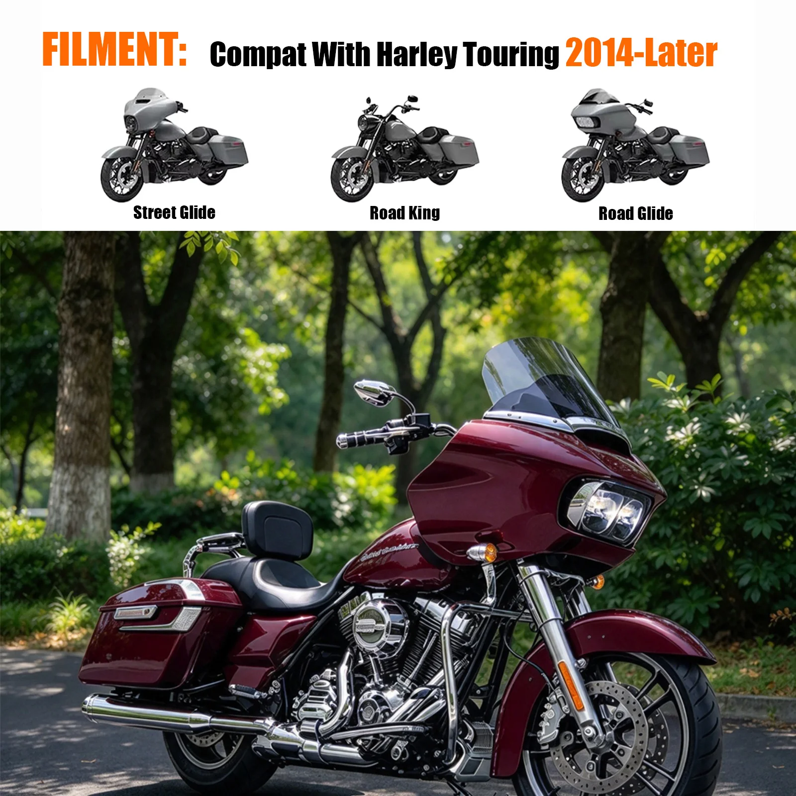 Multi Purpose Sissy Bar Motorcycle Rear Backrest For Harley Touring Road King Road Glide Street Glide Electra Glide 2014-2026