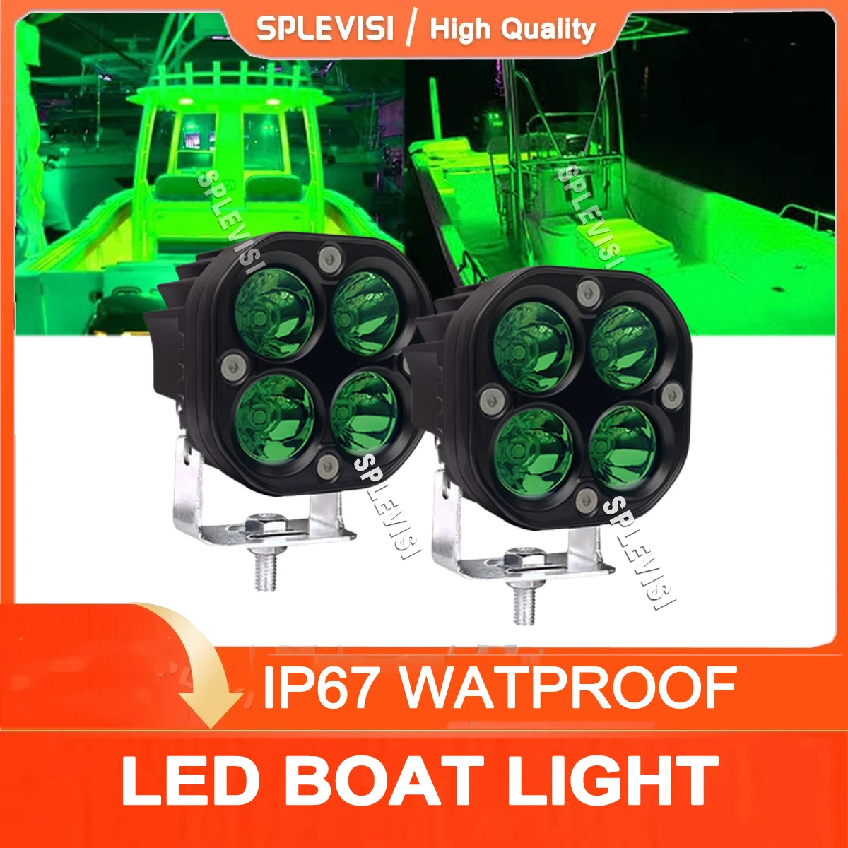 

2x Marine Boat Light Boat Deck Transom Cockpit Light Waterproof Green For Yacht Fishing Pontoon Sailboat Kayak Bass Vessel 12V