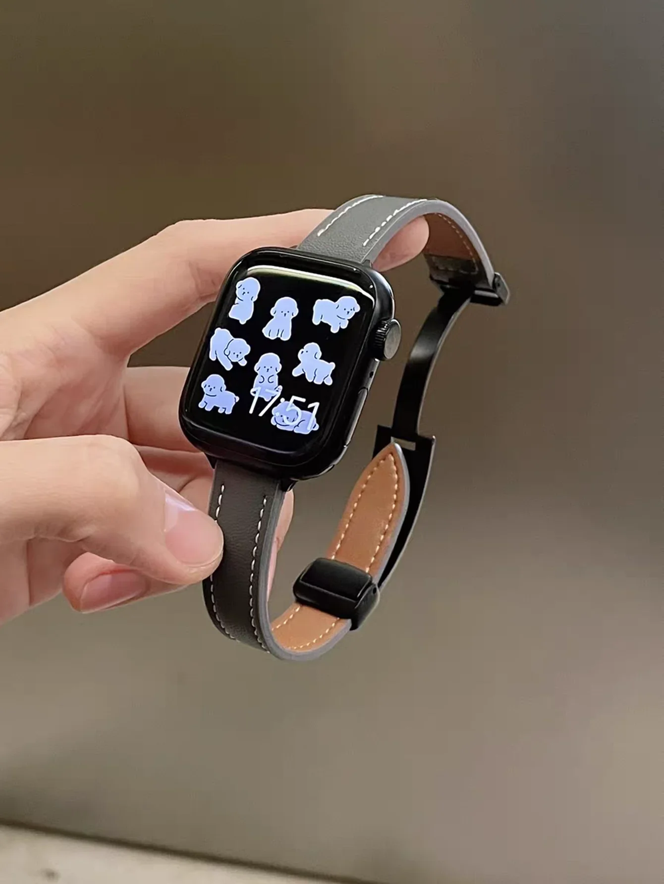 upscale Magnetic Leather loop Slim Correa For Apple Watch band Series 38mm 40mm 41mm 42mm 44mm 45mm 46mm 49mm Strap