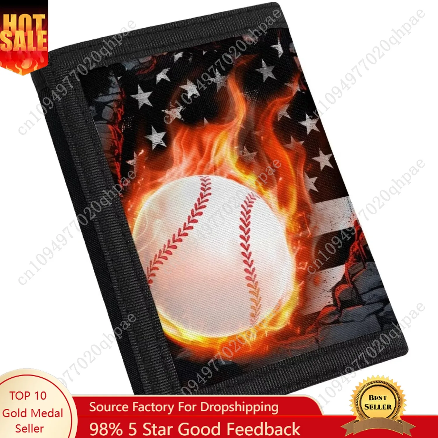 

Fire Baseball Print Kids Wallet for Boys Trifold Canvas Wallet for Outdoor Sports American Flag Coins Purse for Kids Cash Pouch