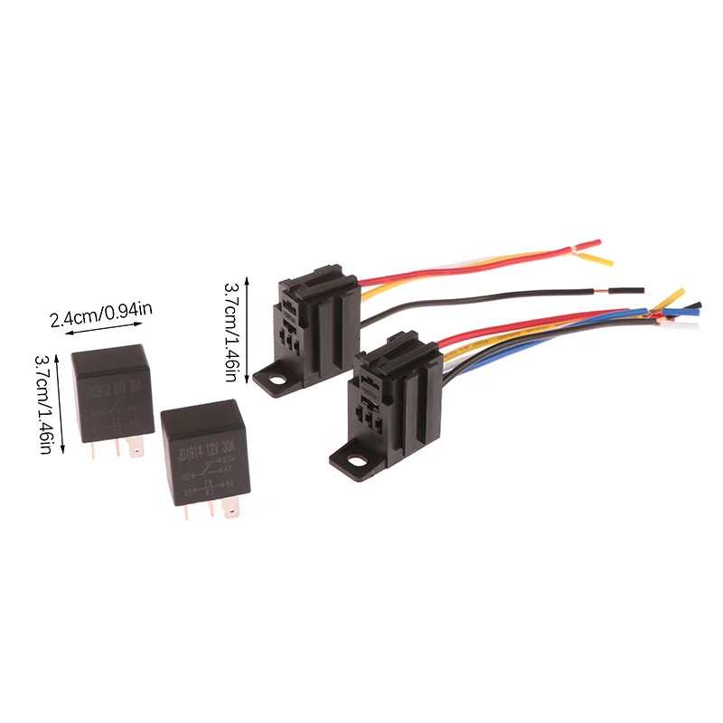 4 Pin/5 Pin 30A 12V/24V Automotive Violet Relay Socket With Wire With Terminal Automotive Control Device Auto Car Relay