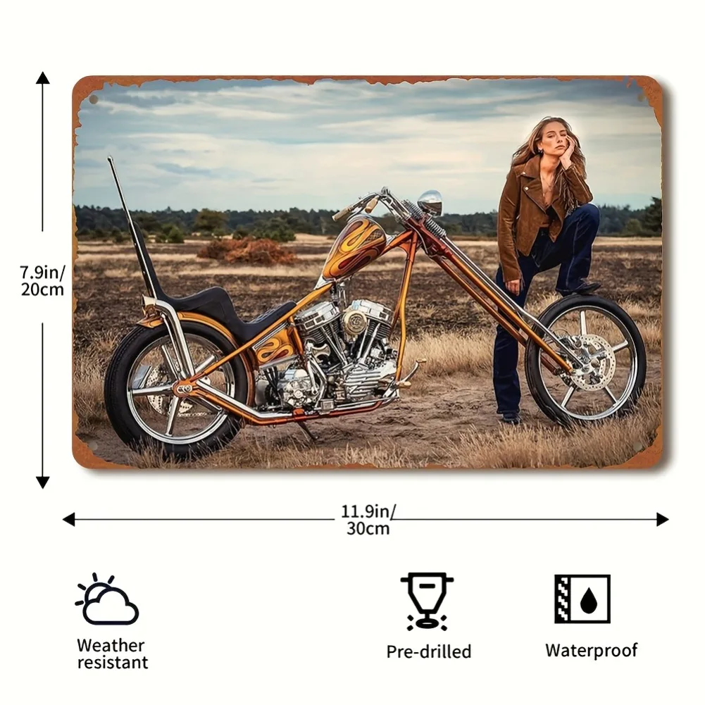 Tin Sign - Vintage Durable Metal Plaque Wall Decor, Home Office Bar Man Cave Chopper Motorcycle Biker Girl Wall Art