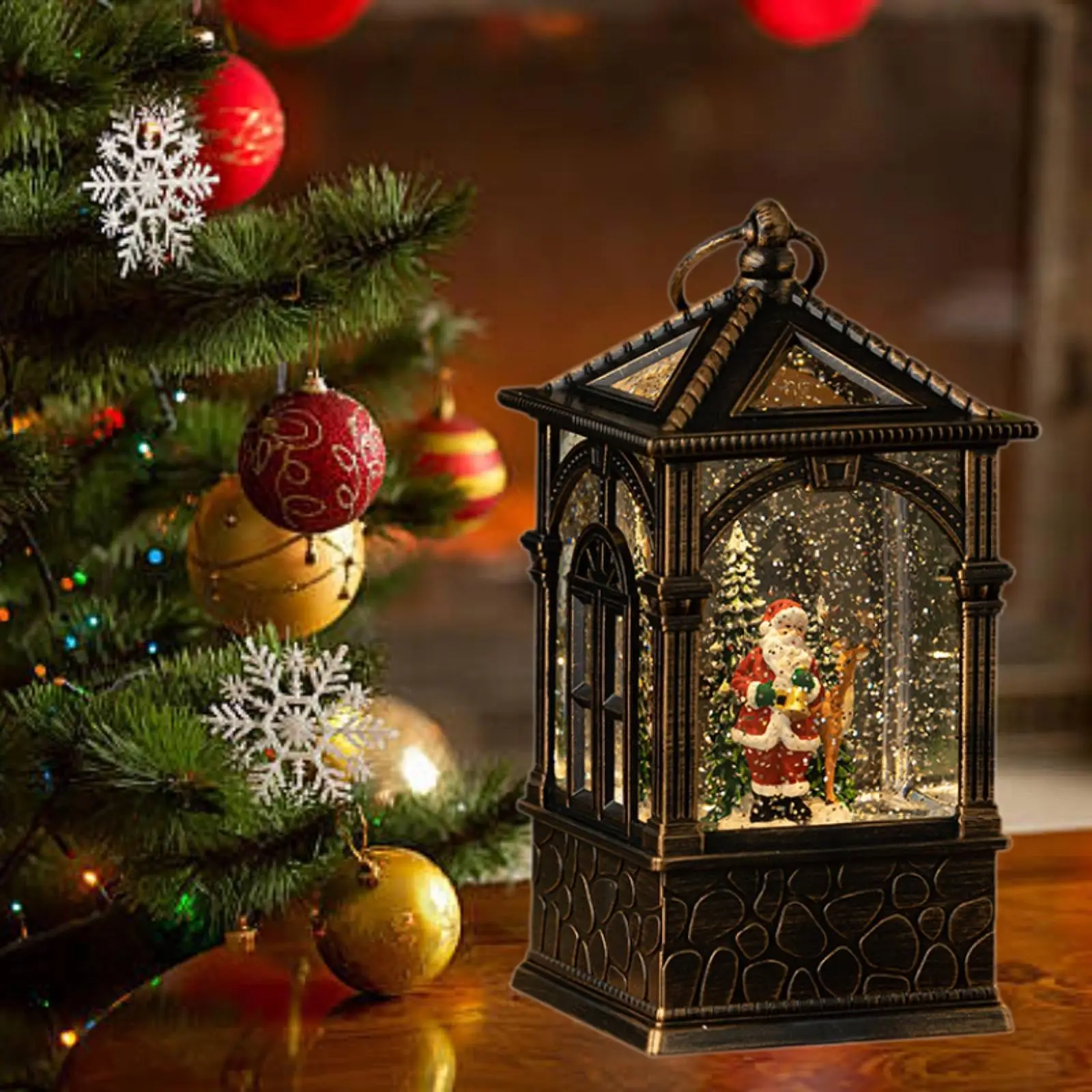 Christmas Music Box Decor Portable Birthday Gift Creative Artwork Ornament Lantern for Living Room Wedding Bedroom Home Desktop