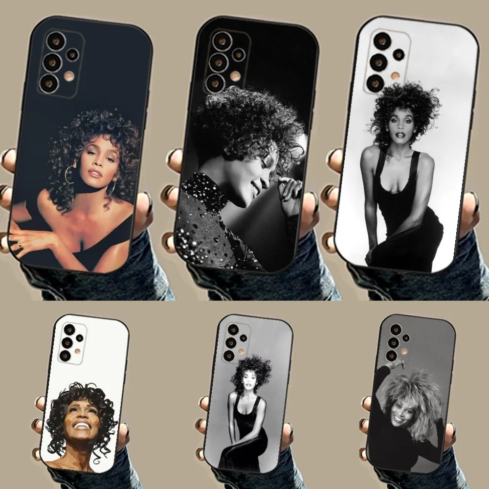 Whitney Houston singer Phone Case For Samsung S24,23,23,22,30,21,10,9,Note20 Ultra,Lite,Ultra,5G,Plus,FE,Black Soft Case