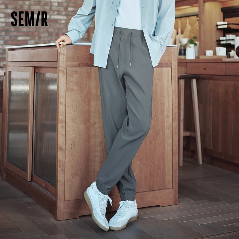 Semir Casual Pants Men 2024 Autumn New Elastic Waist Solid Color Cuffed Stretch Long Pants