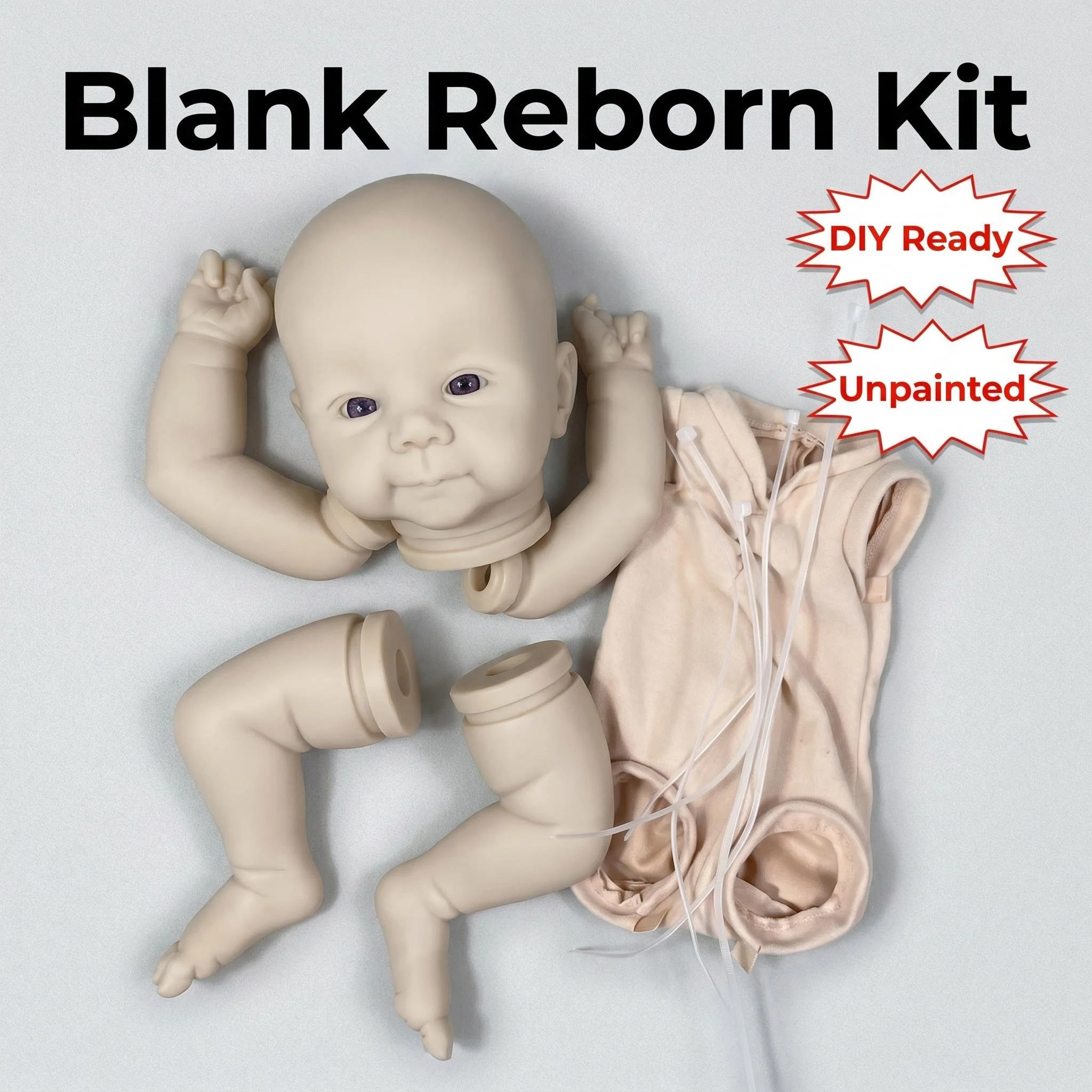 NPK 18inch Julietta Reborn Doll  Unfinished Unpainted Unassembled Fresh Color Doll Parts with Cloth Body for DIY Artists
