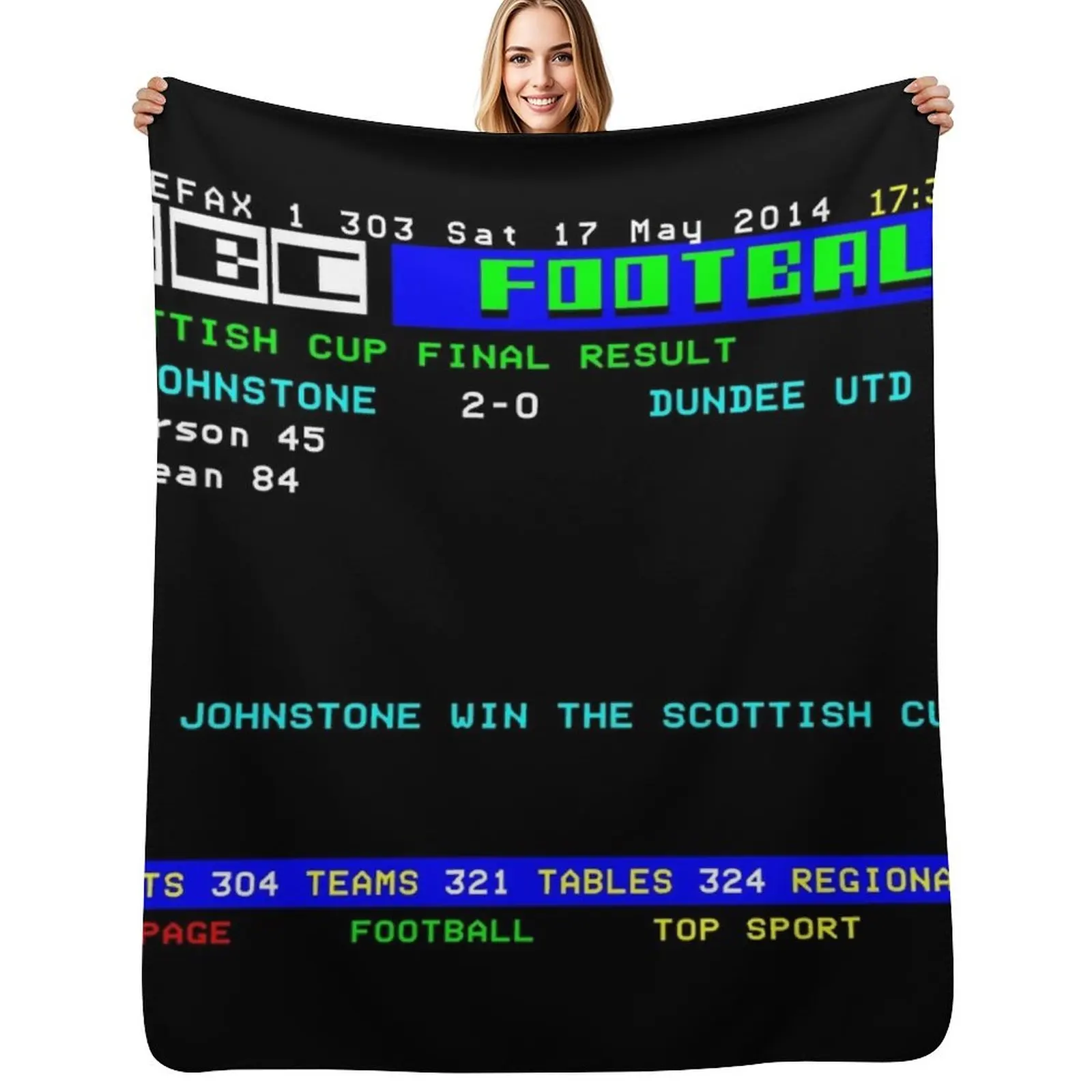 

St Johnstone 2014 Scottish Cup CEEFAX Throw Blanket Modern Design Soft Blanket for Home Decor