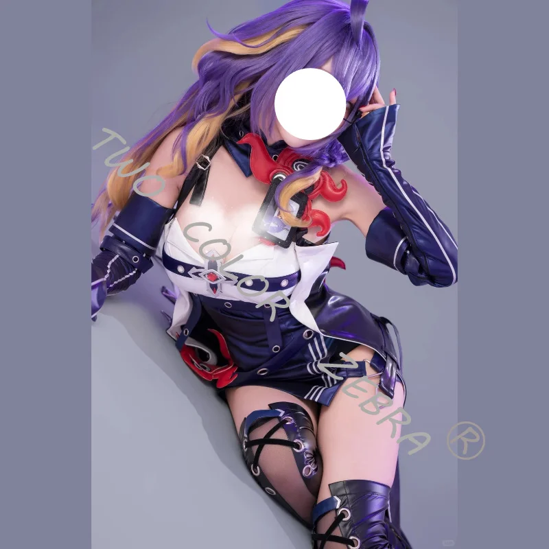 Game Neverness To Everness Fadia Lilinia Cosplay Costume Halter Collar Leather Straps Robe Dress Coat Accessory Set for Roleplay view 4