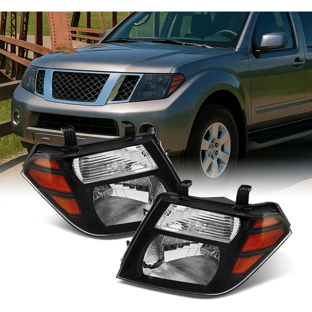 

- For Black 08-12 Pathfinder Headlights Head Lamps Front Lamps Direct Replacement Pair Left + Right