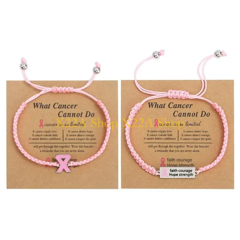 Unique Pink Ribbon Charm Bracelet Breast Cancers Awareness Bracelets Faith Hope Courage