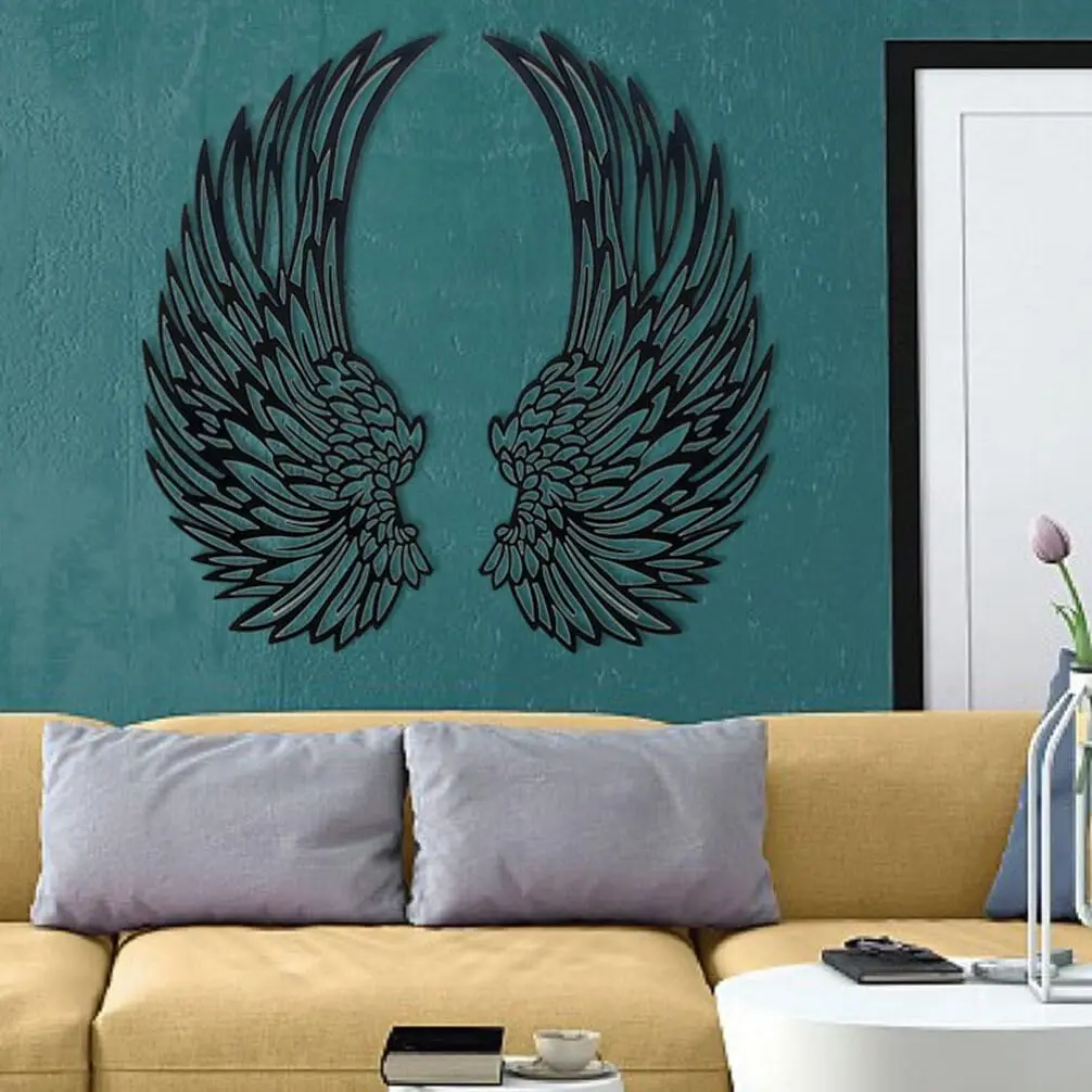 

1 Pair Angel Wings Decorative Ornaments - Metal Feather Wings for Wall Hanging Decor Party Photography Backgrounds Home Decorati