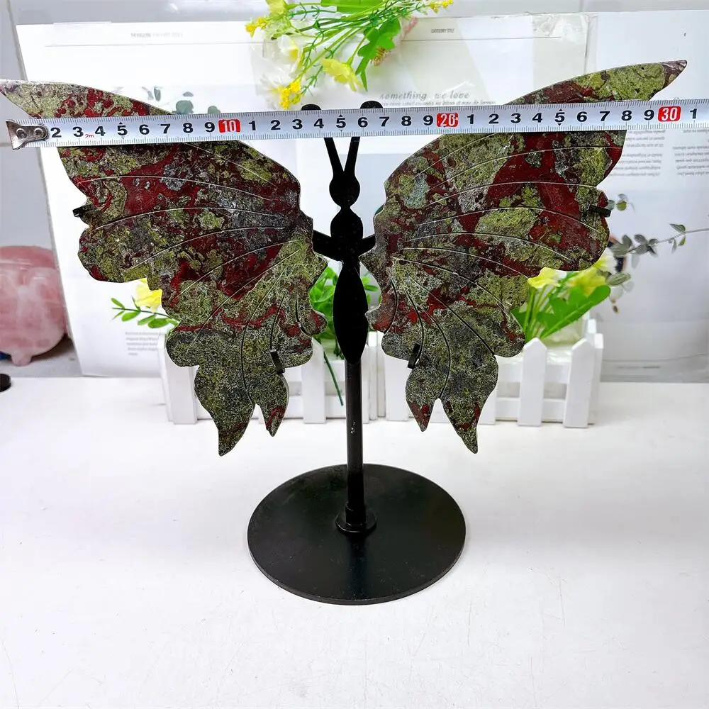 Natural large size Dragon Blood Stone Butterfly Wing Carving Healing Reiki Crystal Quartz Gemstone Home Decor Gift - 1Piar