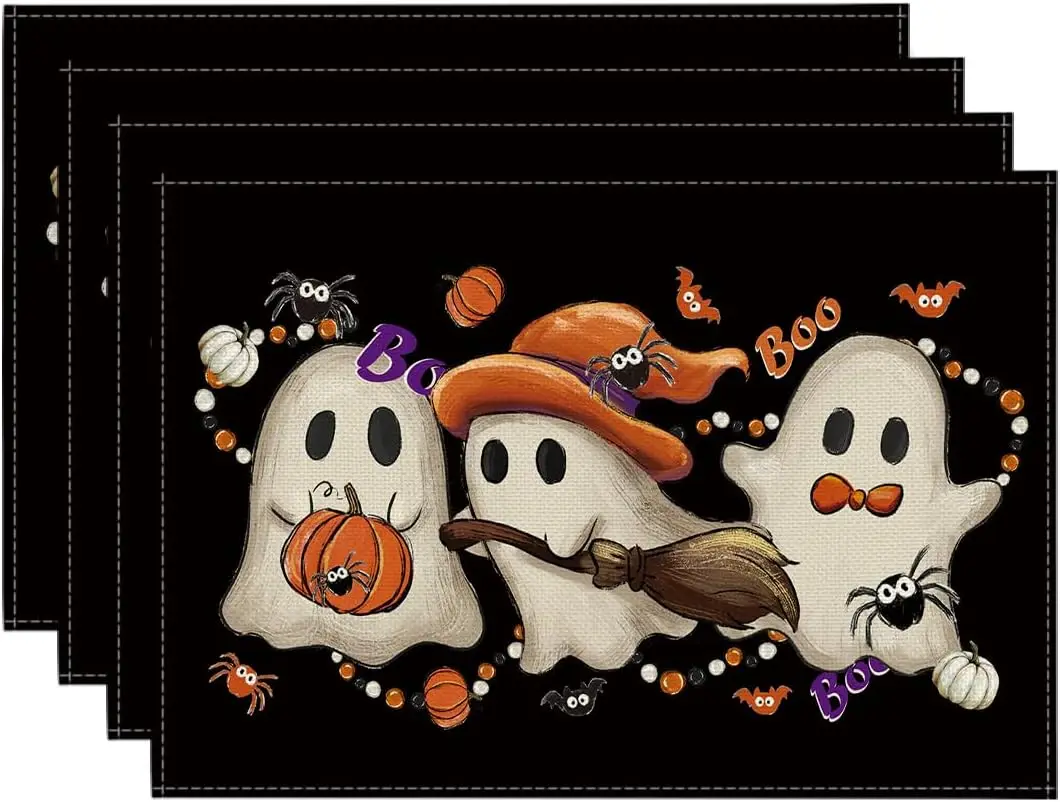 Witch Broom Halloween Placemats Set of 4-12 x 18 Inch