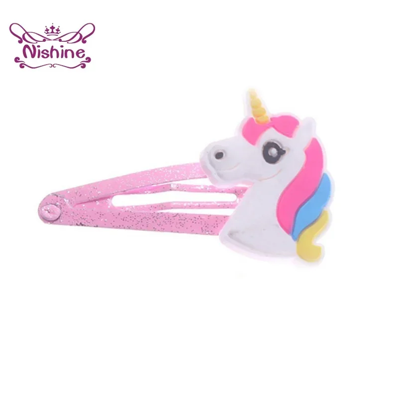 Nishine-Pinzas para el pelo de unicornio para niña, horquillas de animales de dibujos animados, accesorios para el cabello, regalos, 10 unidades por