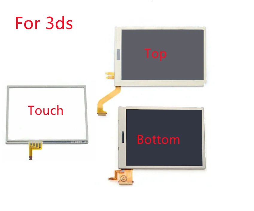 شاشة LCD علوية وسفلية سفلية بديلة لشاشة نينتندو 3DS LCD مع محول رقمي لشاشة تعمل باللمس ولوحة لمس زجاجية