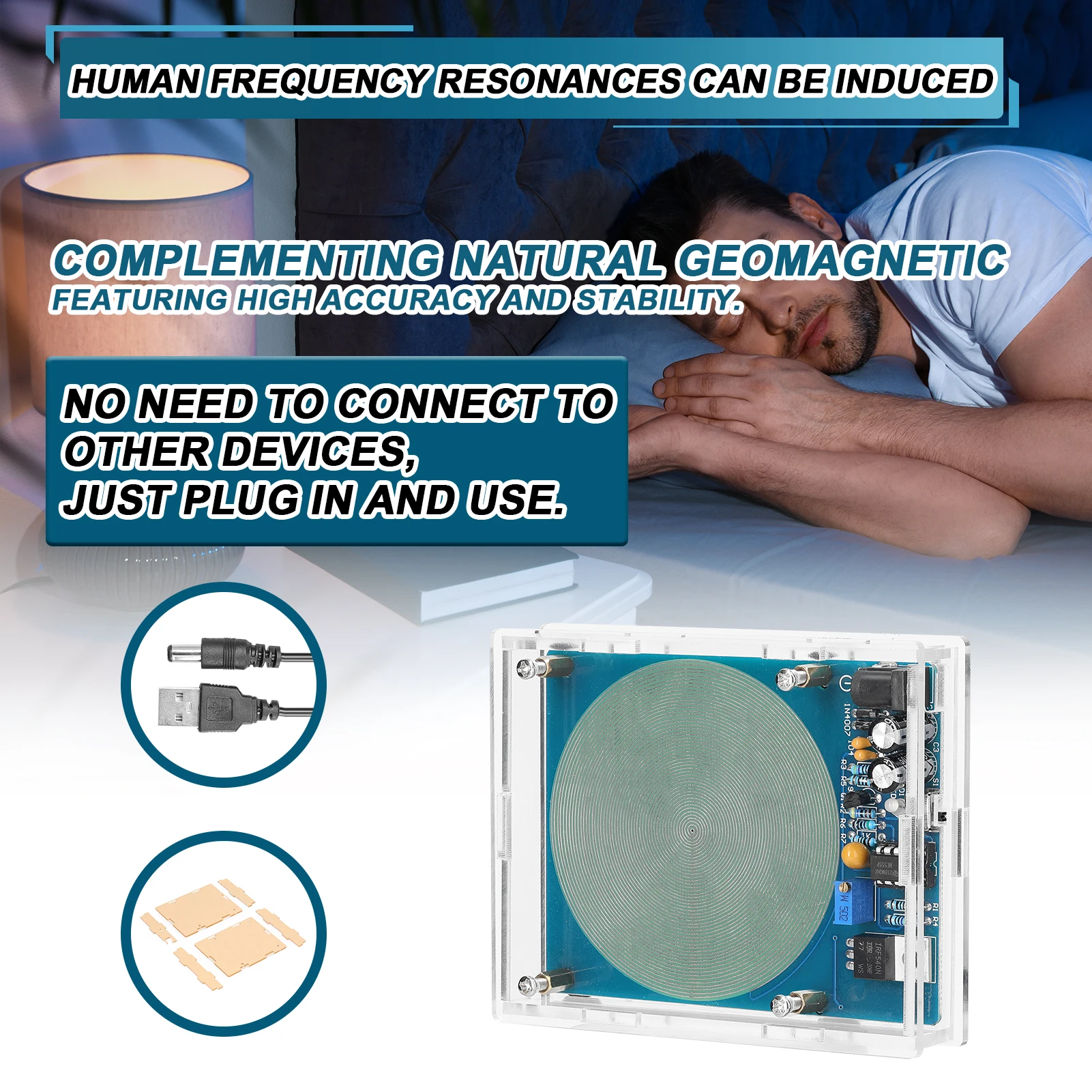 Schumann Waves Resonance Generator Ultra-low Frequency Pulse Audio Resonator USB Interface with Indicator Light ON OFF Function