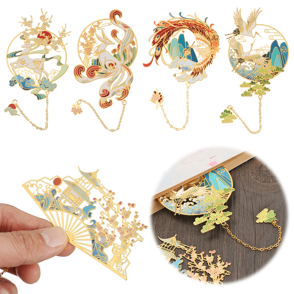 Retro klassisches hohles Design Messing Lesezeichen chinesische Quaste ausgehöhlte Buchclip Paginierung Mark Briefpapier Schule Bürobedarf