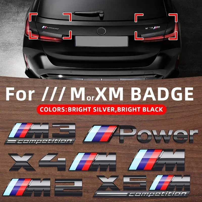 3D ABS Chrome Emblem Letters logo Car Trunk Badge Sticke for BMW M power Thunder Edition competition M1 M2 M3 M5 M7 X3M X5M X7M