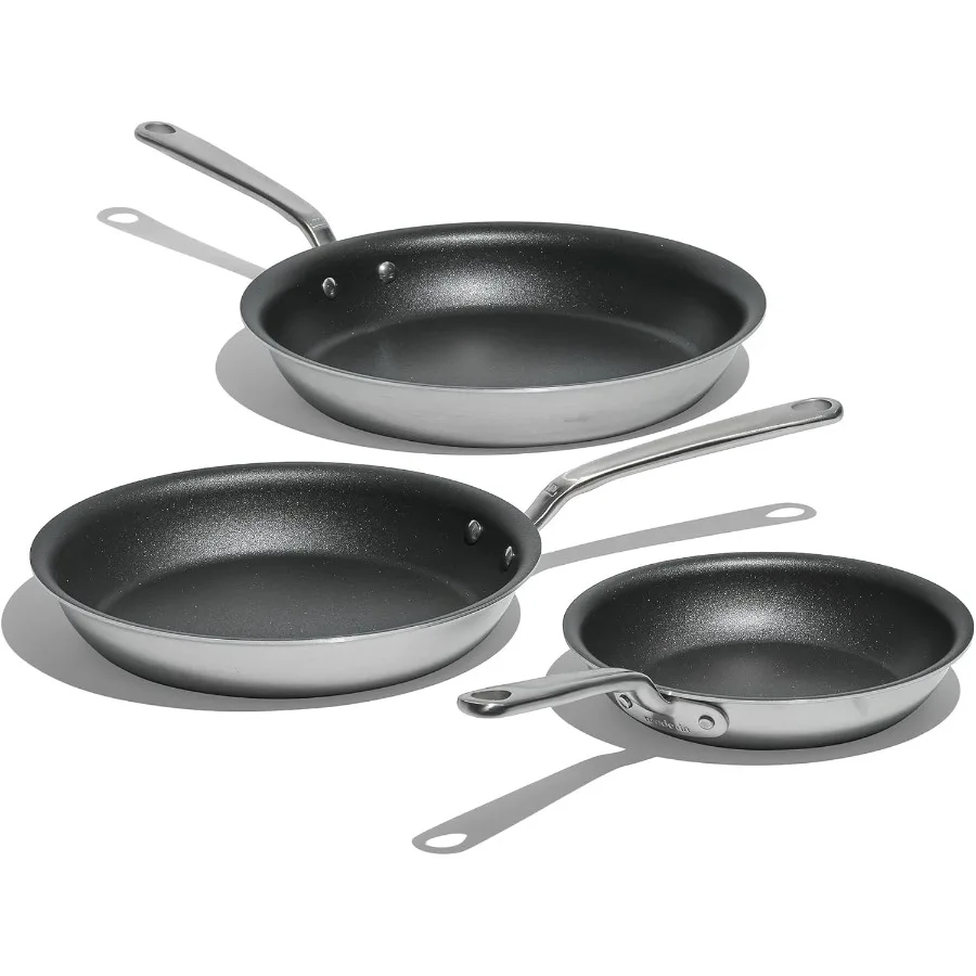 

Cookware ProCoat Non Stick 3 Piece Frying Pan Set Includes 810 12 5 Ply Stainless Clad Professional Cookware Crafted in Italy I