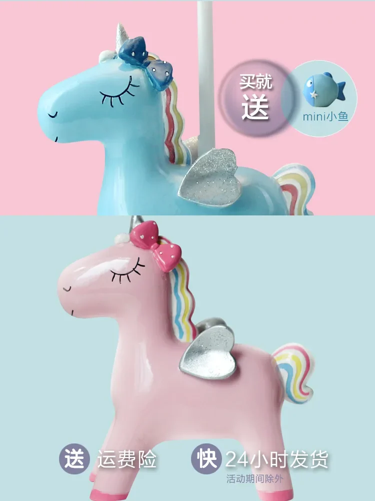 Lovely creative Unicorn desk  lamp boy girl bedroom children's room lamp modern cartoon LED animal resin desk lamp