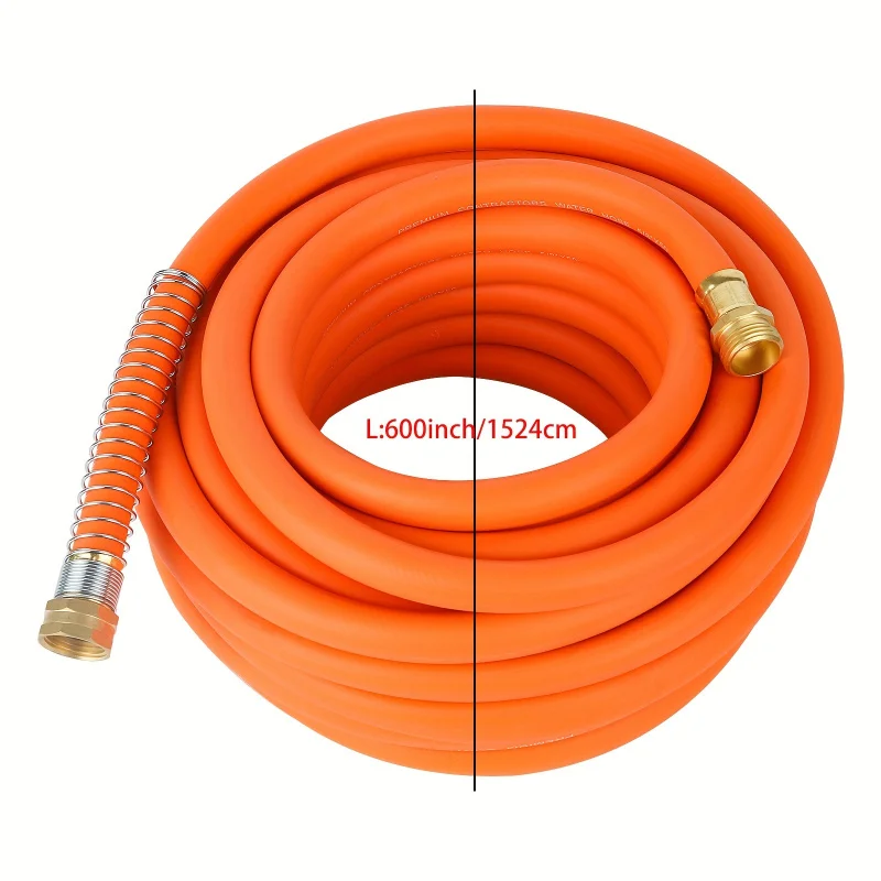 AAIN Rubber Hose Used in Garden 5/8 in.x 50 Feet，Belt 3/4 Inch Male Connector to Female Connector Solid Brass Fittings Flexible