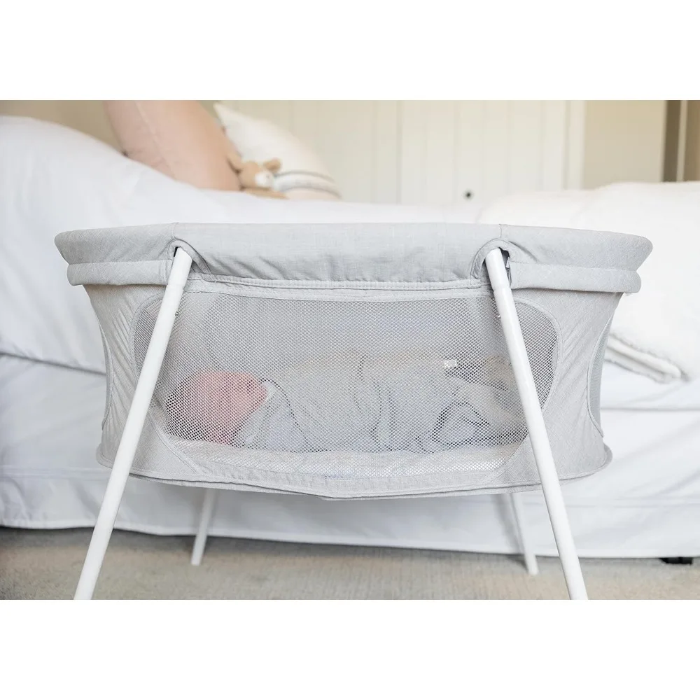 Baby Basics™ Infant Bassinet, Gray, Portable and Collapsible, includes Padded Insert