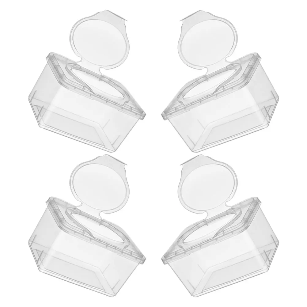 

4pcs Wipes Container Refillable Pp Plastic Dustproof Portable Wipe Dispenser For Travel Home Adult Use Reusable