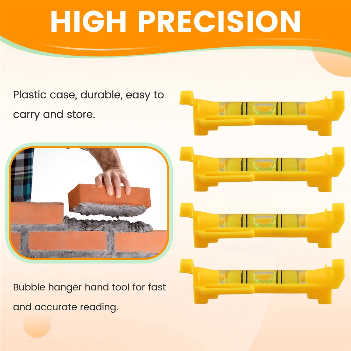 Activity 4Pcs String Level Hanging Line Bubble Levels for Leveling Surveying, Building Trades, Bricklaying, Etc. (Yellow)