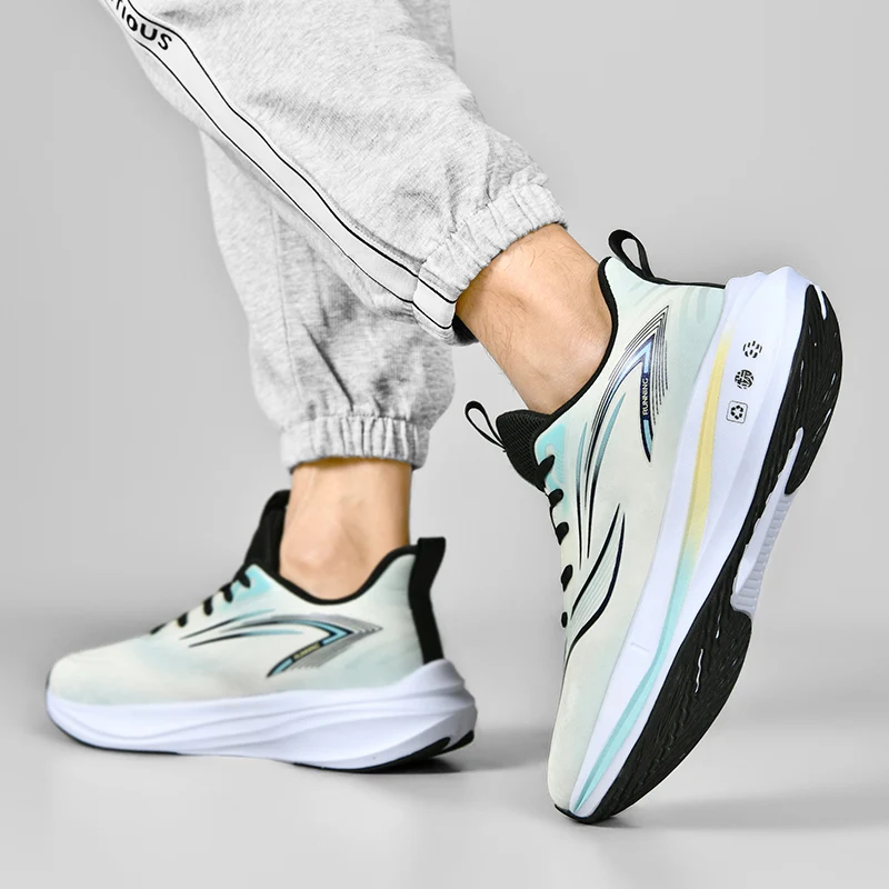 أحذية رياضية للجري باللون الأسود للرجال - أحذية رياضية خفيفة الوزن ومسامية مع لمسات ملونة للاستخدام اليومي والخارجي #5