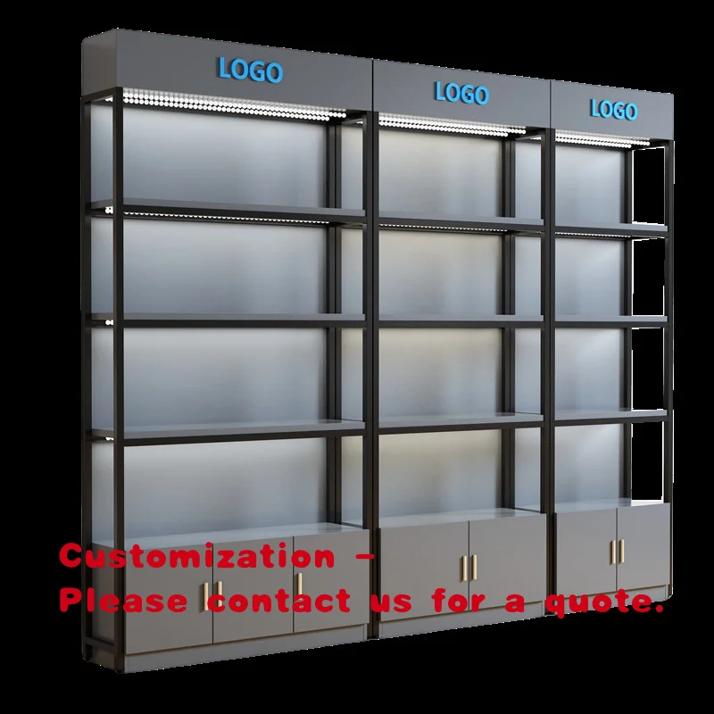 custom.Eco Friendly Multi Layer Wood Display Cabinet Cosmetics Beauty Salon Supermarket Products Alcohol Samples