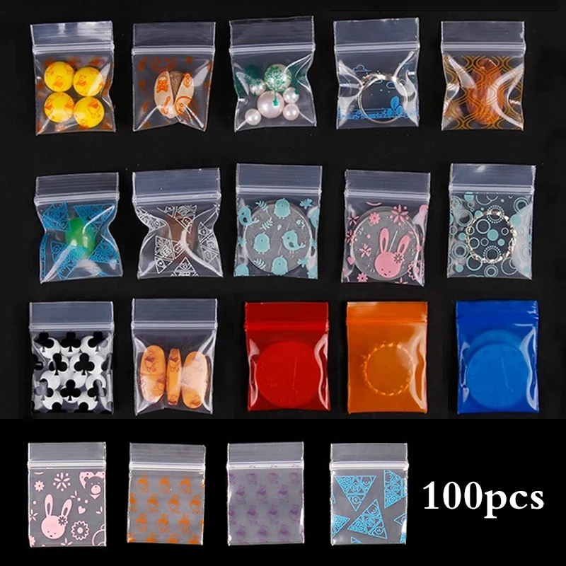 100Pcs/set Mini Zip lock Bags Cheaper Small Plastic Zipper Bag Ziplock Bag DIY Packaging Bags Ziplock Pill Packaging Pouches