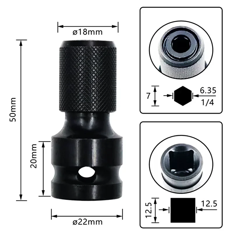 1pc 1/2 Inch Square 1/4 Inch Hex Ratchet Socket Wrench, Ultimate Impact Tool For Quick And Easy Socket Adaptation