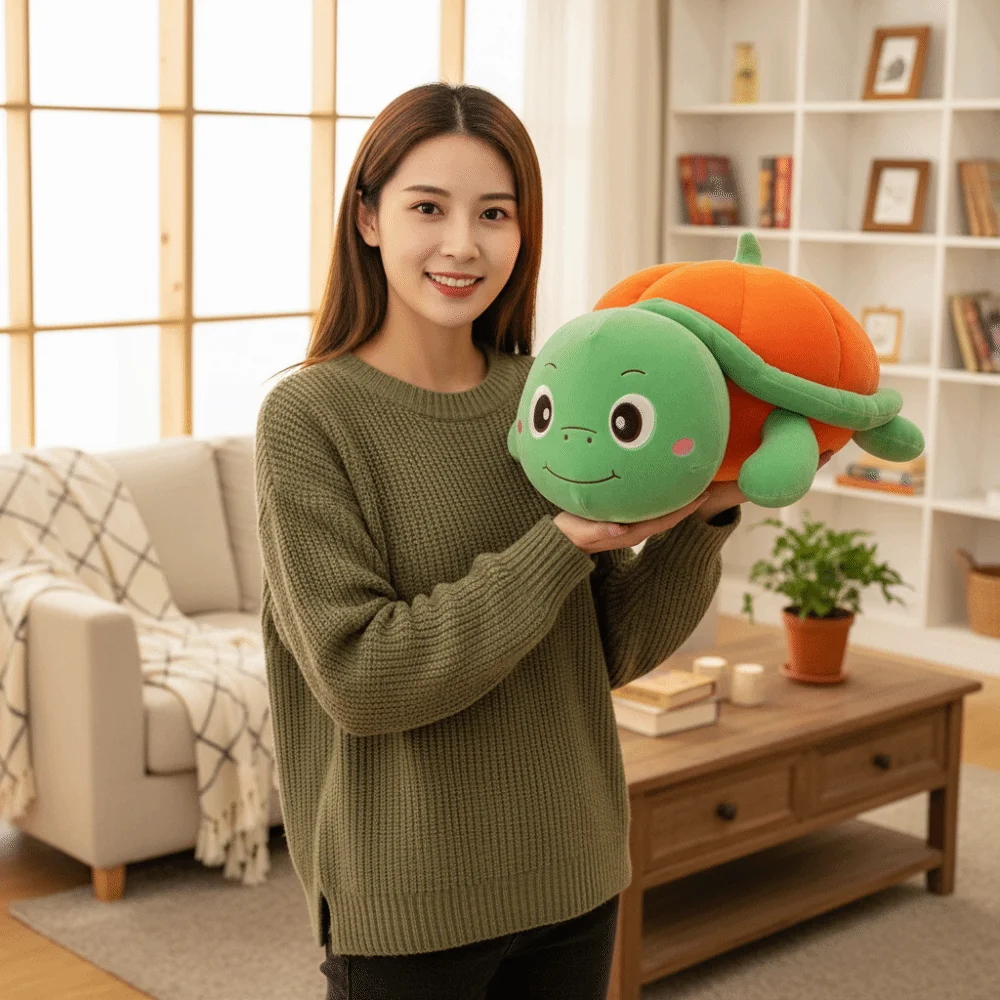 Caqui abóbora tartaruga brinquedos de pelúcia coleção abóbora tartaruga boneca de pelúcia macio dos desenhos animados tartaruga animal boneca de pelúcia decoração do carro