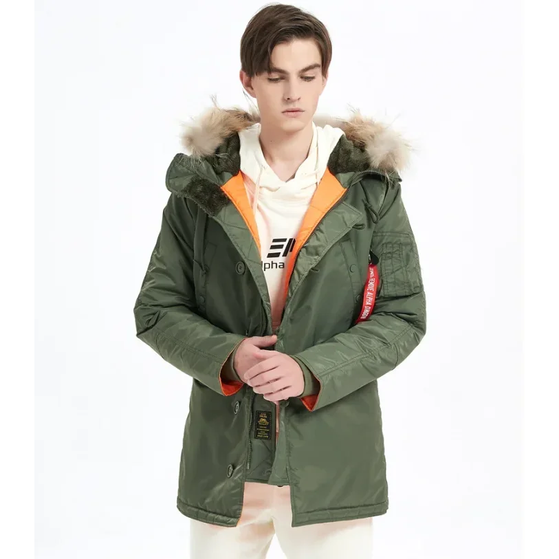 

Winter Puffer Men Long Parkas Coat Military Fur Hood Warm Tactical Bomber Jacket Pilot Jacket Bomber Army Korean Thick Parka