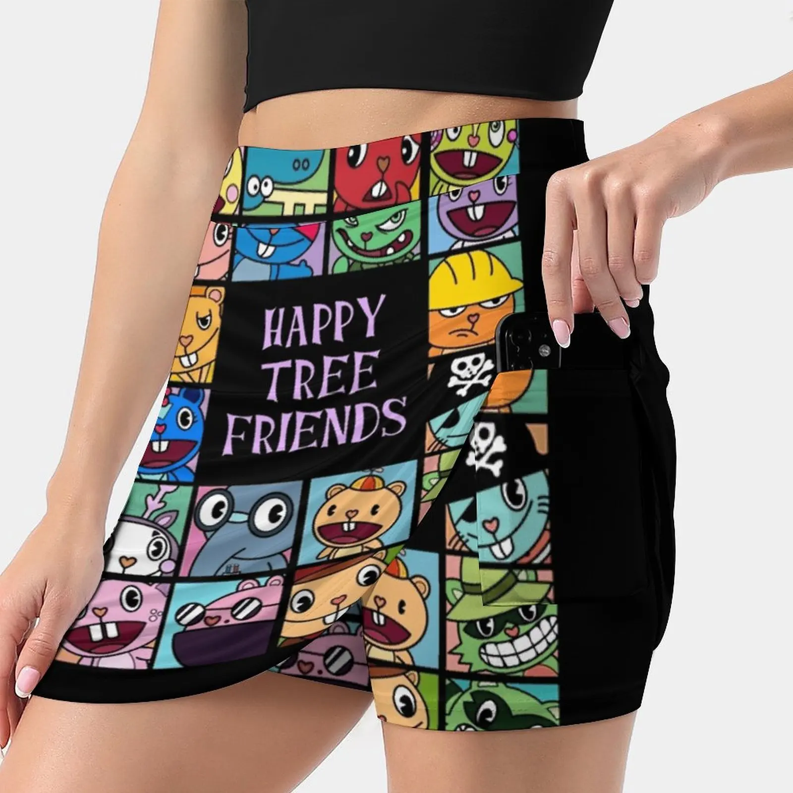 

Happy Tree Friends Women Tennis Skirts Golf Badminton Pantskirt Sports Phone Pocket Skort Happy Tree Friends Cartoon Animation