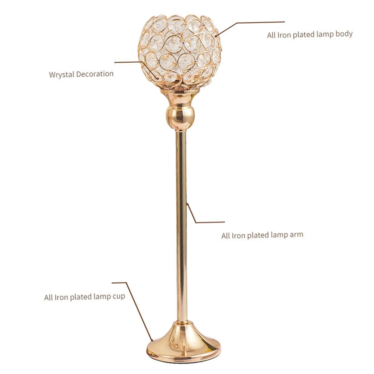 

A20Z 2PCS Candle Holders Table Decorations Metal Crystal Candlestick Holders for Wedding Table Party Church Modern Decor,B