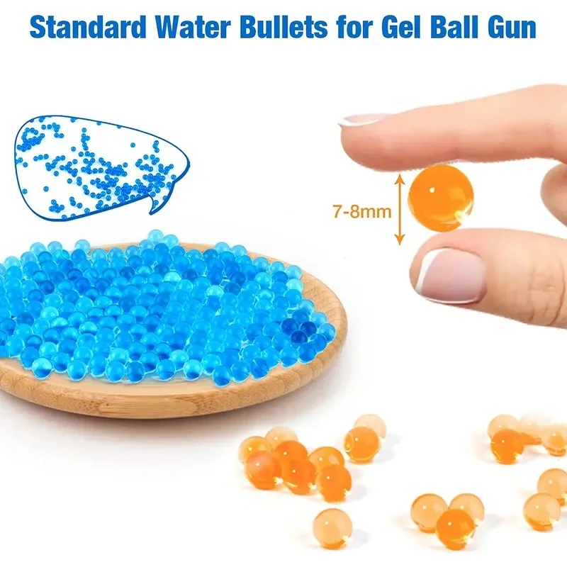 7-8 mm Gel Ball Blaster Ammo, Refill Ammo Water Bullets For  Guns,  Beads  Splatter  Gun, Water-Based  