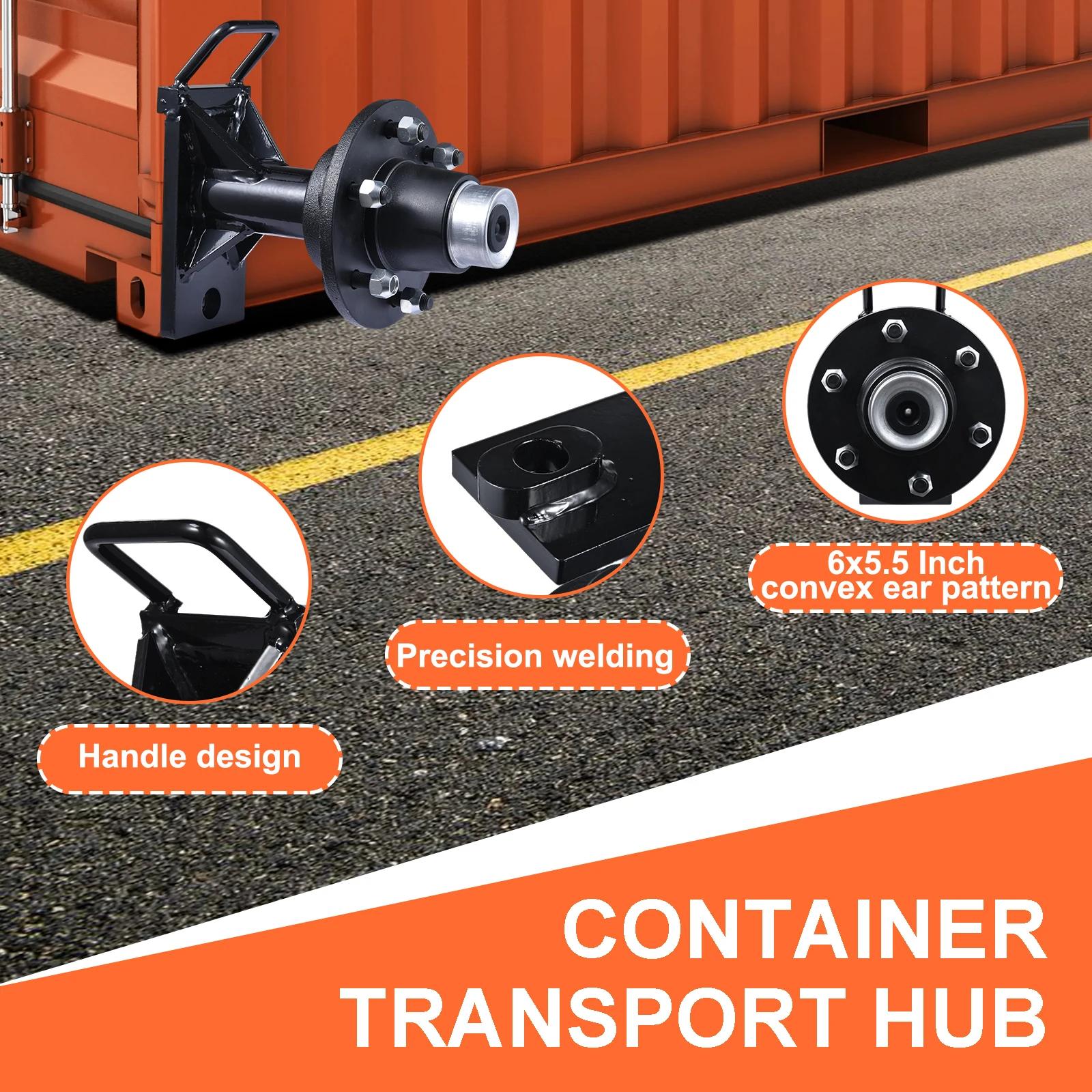9000LB Capacity 6-Lug Shipping Container Wheels Kit 2 Pack Heavy Duty Container Moving Wheels with Ratchet Strap Tie Downs for Moving 20ft to 40ft Empty Units for Easy Leveling Across Terrain Outdoor