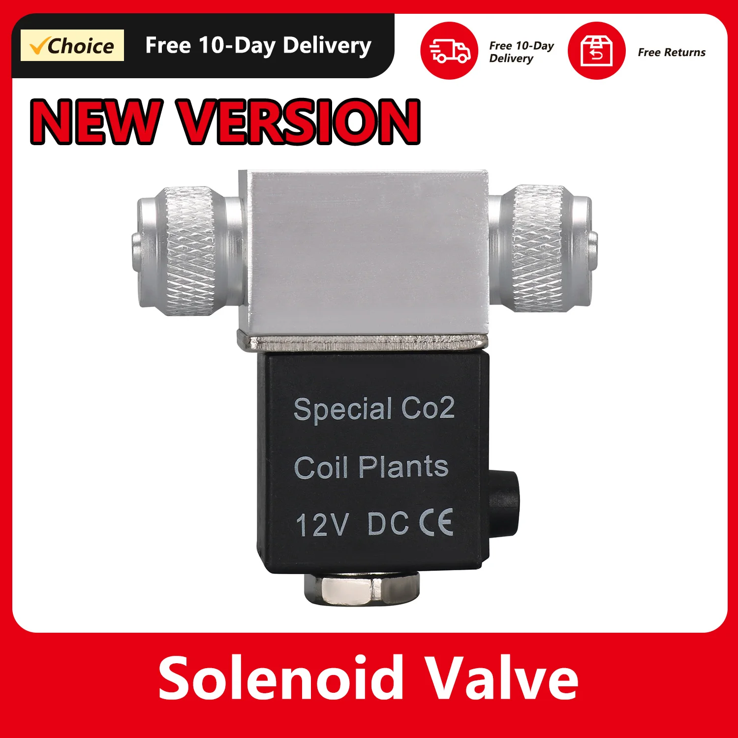 Solenoid Valve for Aquarium CO2 System Regulator DC 12V Output Connect M10*1 External Thread Single Head Noiseles