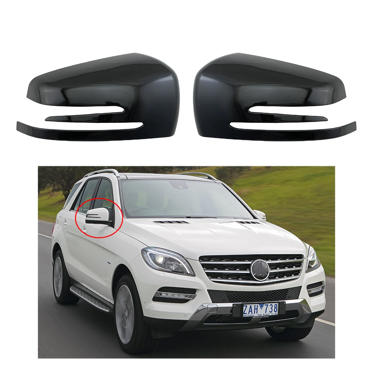 

For BENZ ML Klasse W166 GLX166 2011 2012 2013 2014 2015 Car Piano Black Carbon Rearview Accessories Door Mirror Cover Trim